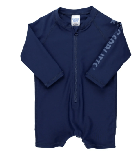 Little Beach Babes Boutique Ruffle Butts Navy LS Rash Guard