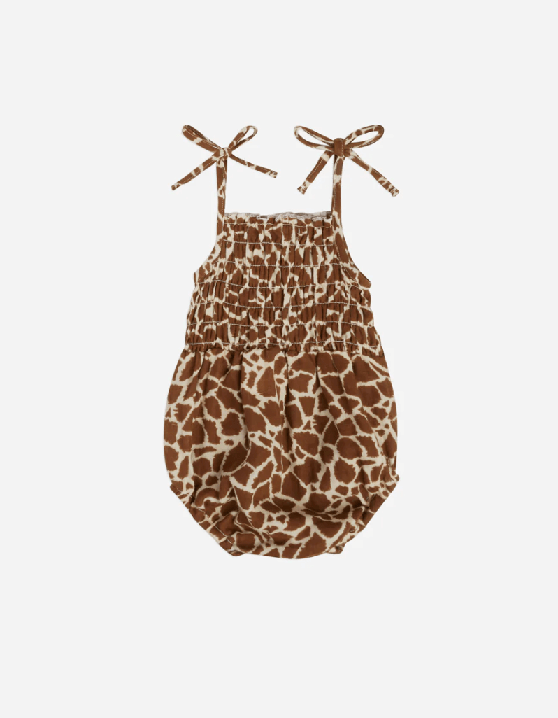 Little Beach Babes Boutique Rylee & Cru-SS23-KAIA ROMPER-GIRAFFE SPOTS