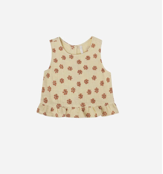 Little Beach Babes Boutique  Rylee & Cru-SS23-Oceanside Top-Lemon Daisies