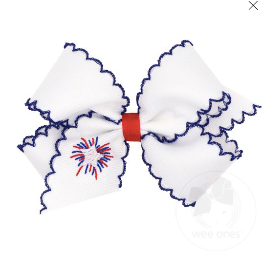 Little Beach Babes Boutique Wee Ones Emboridy Fireworks Bow