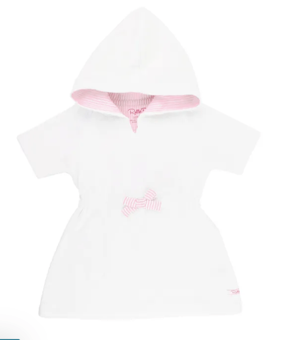 Little Beach Babes Boutique White w/Pink Terry Cloth Cover up