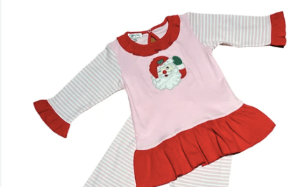 Little Beach Babes Boutique  Winking Santa Applique Dress