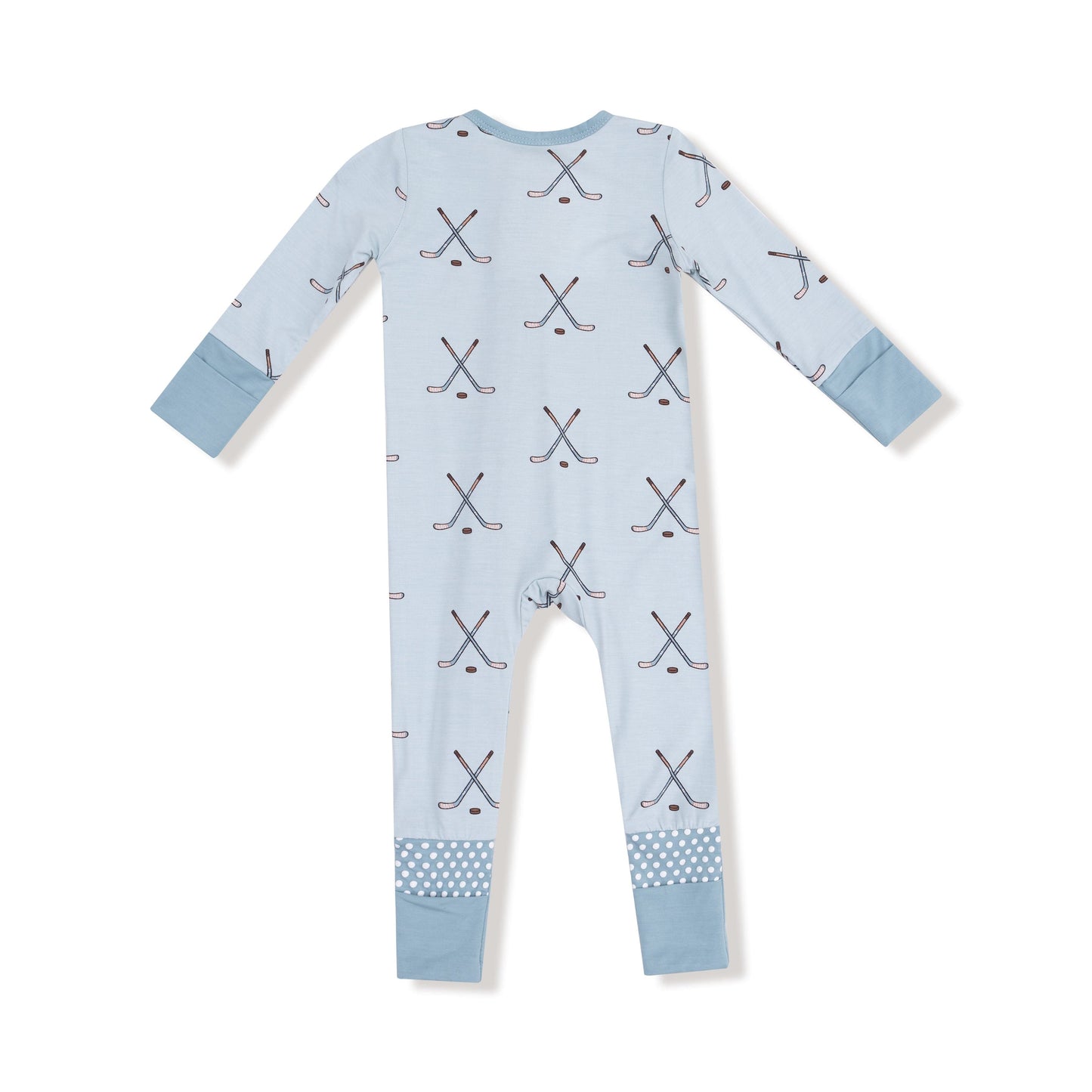 Little Beach Babes Boutique Angel Dear 2 Way Zipper Romper in Hockey - Stone Blue
