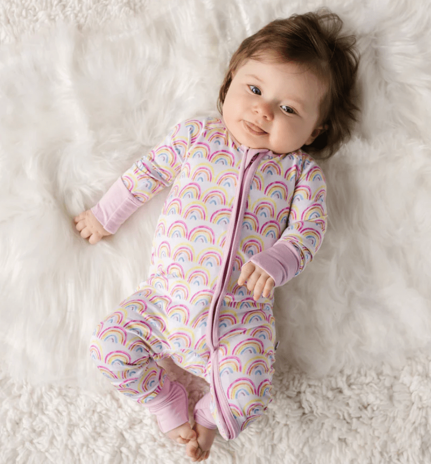 Little Sleepies 18-24M Pastel Rainbows bamboo convertible romper/sleeper
