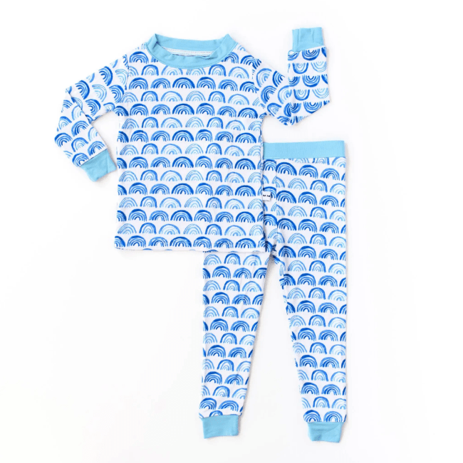 Little Sleepies Blue Rainbows 2 piece Bamboo Pajama Set