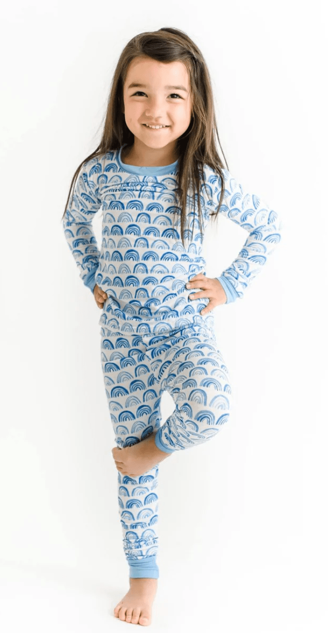 Little Sleepies Blue Rainbows 2 piece Bamboo Pajama Set