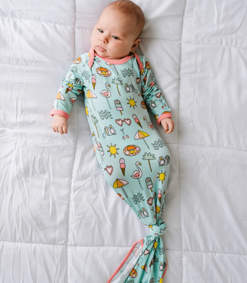 Little Sleepies Infant Pool Party Bamboo Viscose Infant Knotted Gown