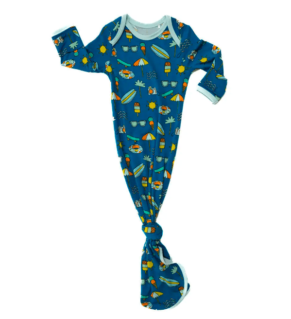 Little Sleepies Infant Surf's Up Bamboo Viscose Infant Knotted Gown