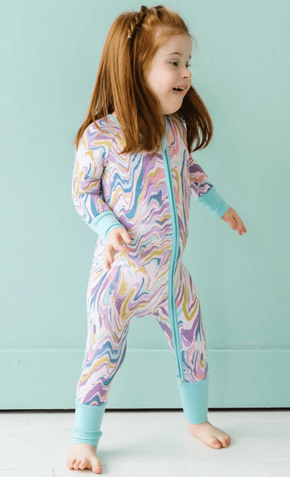 Little Sleepies Pink Marble Swirl Bamboo Viscose Zippy