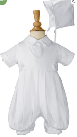 Little Things Mean a Lot Boys White Gabardine Christening Baptism Knicker Set