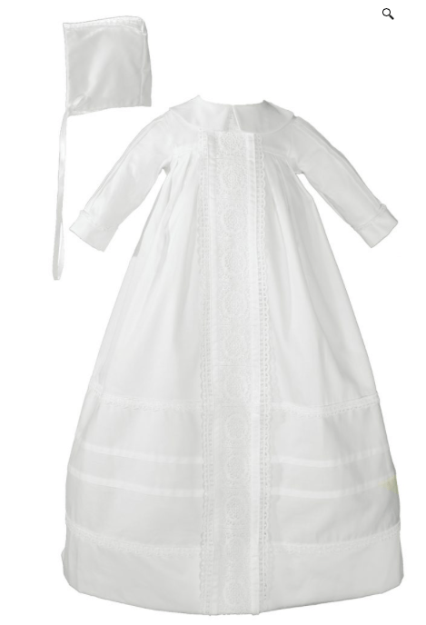 Little Things Mean a Lot Default Cotton Sateen Bishop's Christening Baptism Gown and Bonnet