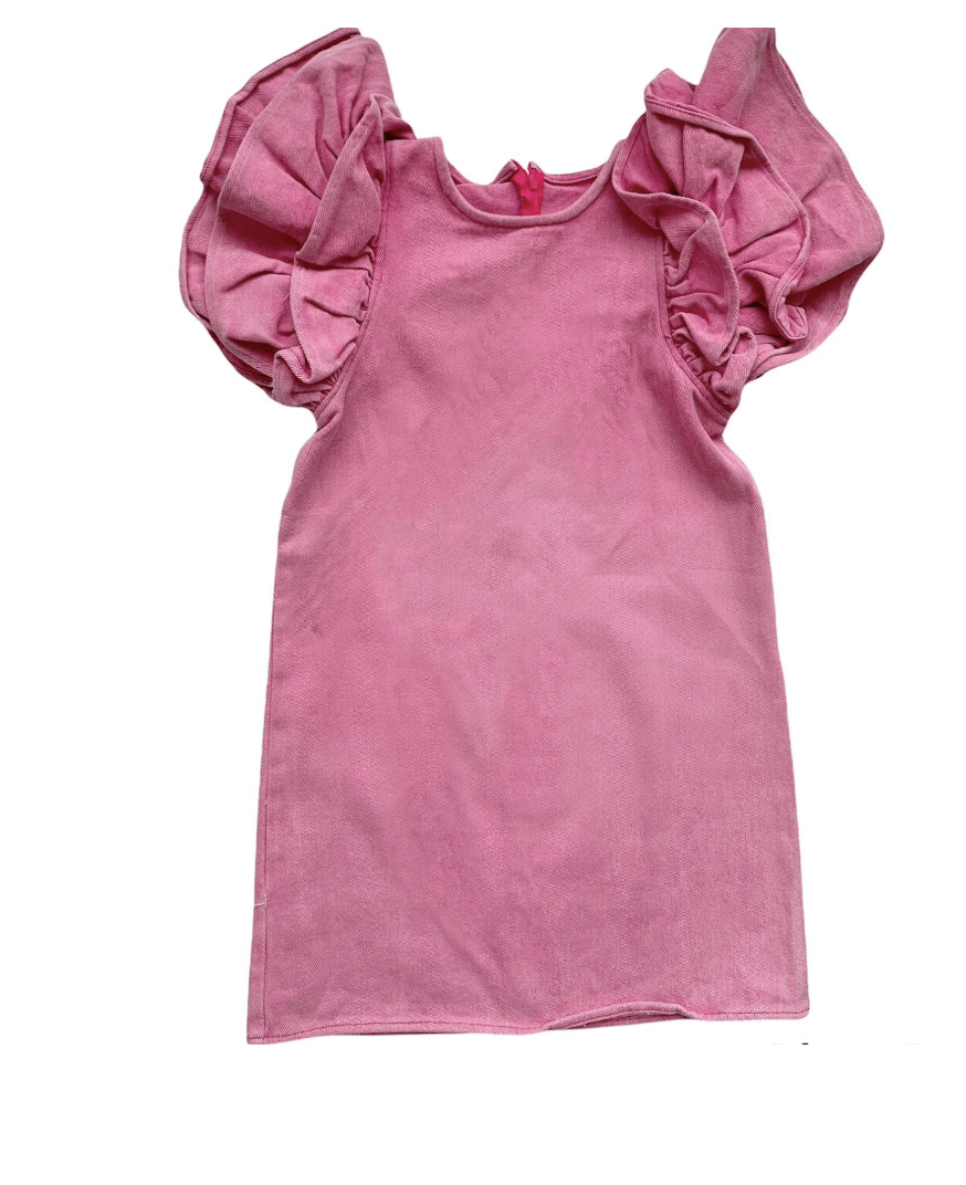 Lola and The Boys Lola & the Boys- Pink Princess Ruffle Denim Dress