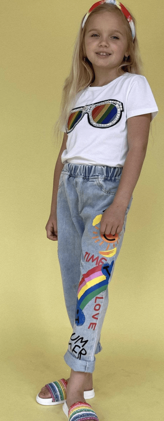 Lola and The Boys Lola & the Boys-SCRIBBLE RAINBOW JEANS