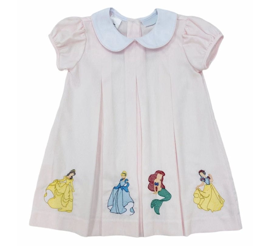 LuLu BeBe LULU BEBE GIRLS DANA DRESS - EMBROIDERED PRINCESSES - PINK
