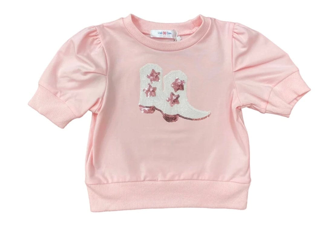 LuLu BeBe LULU-BEBE LULU BEBE PINK SEQUIN BOOT PUFF SHIRT