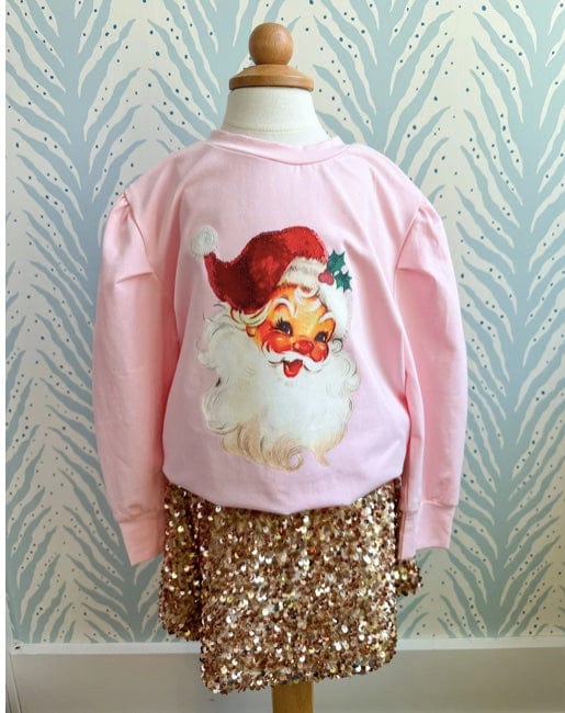 LuLu BeBe Lulu Bebe Santa Sequin hat Puff Sleeve shirt