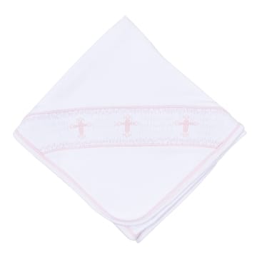 MAGNOLIA BABY Magnolia Baby Girls Accessories-baby Gear Forever Blessed White Pink Smocked Receiving Blanket