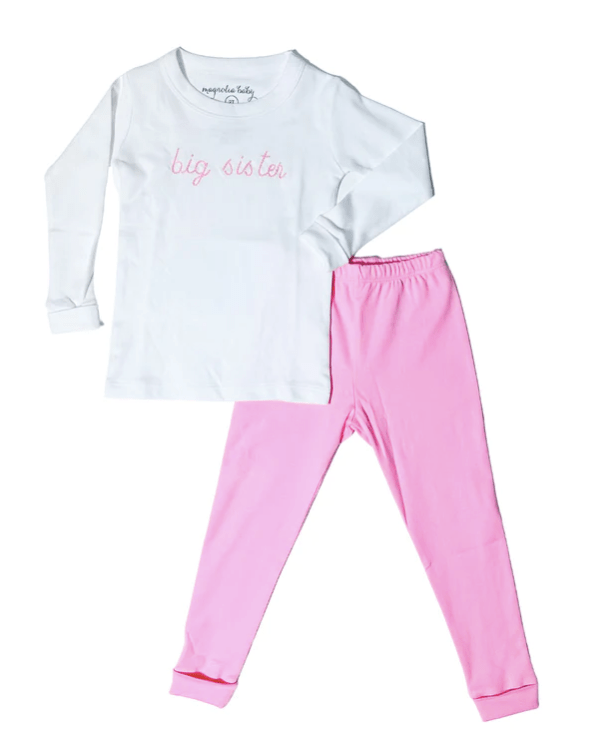 Magnolia Baby Big Brother & Big Sister Embroidered Long PJ’s