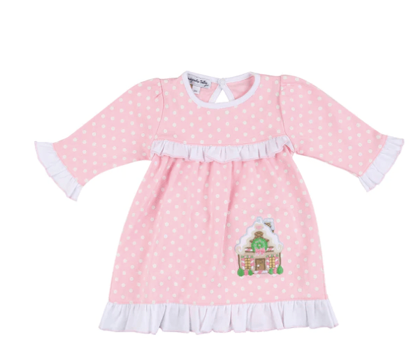 Magnolia Baby GINGERBREAD FUN COMBO RUFFLE LONG SLEEVE DRESS SET