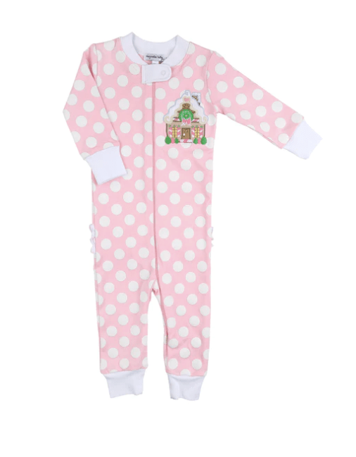 Magnolia Baby Gingerbread Fun Ruffle Zipped Pajamas