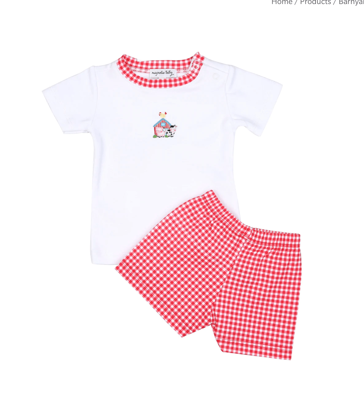 Magnolia Baby Magnolia Baby-Barnyard Bunch Emb Short Set