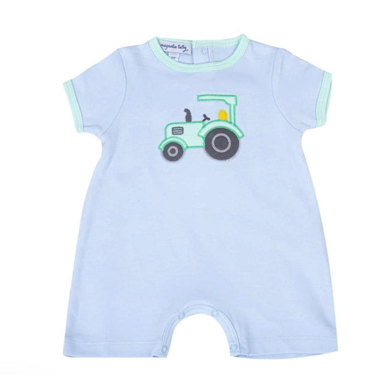 Magnolia Baby Tractor Time Applique Short Playsuit
