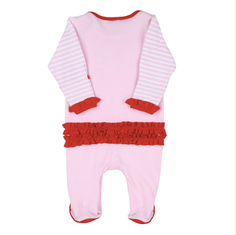 Magnolia Baby Winking Santa Applique Ruffle Lap Footie PK