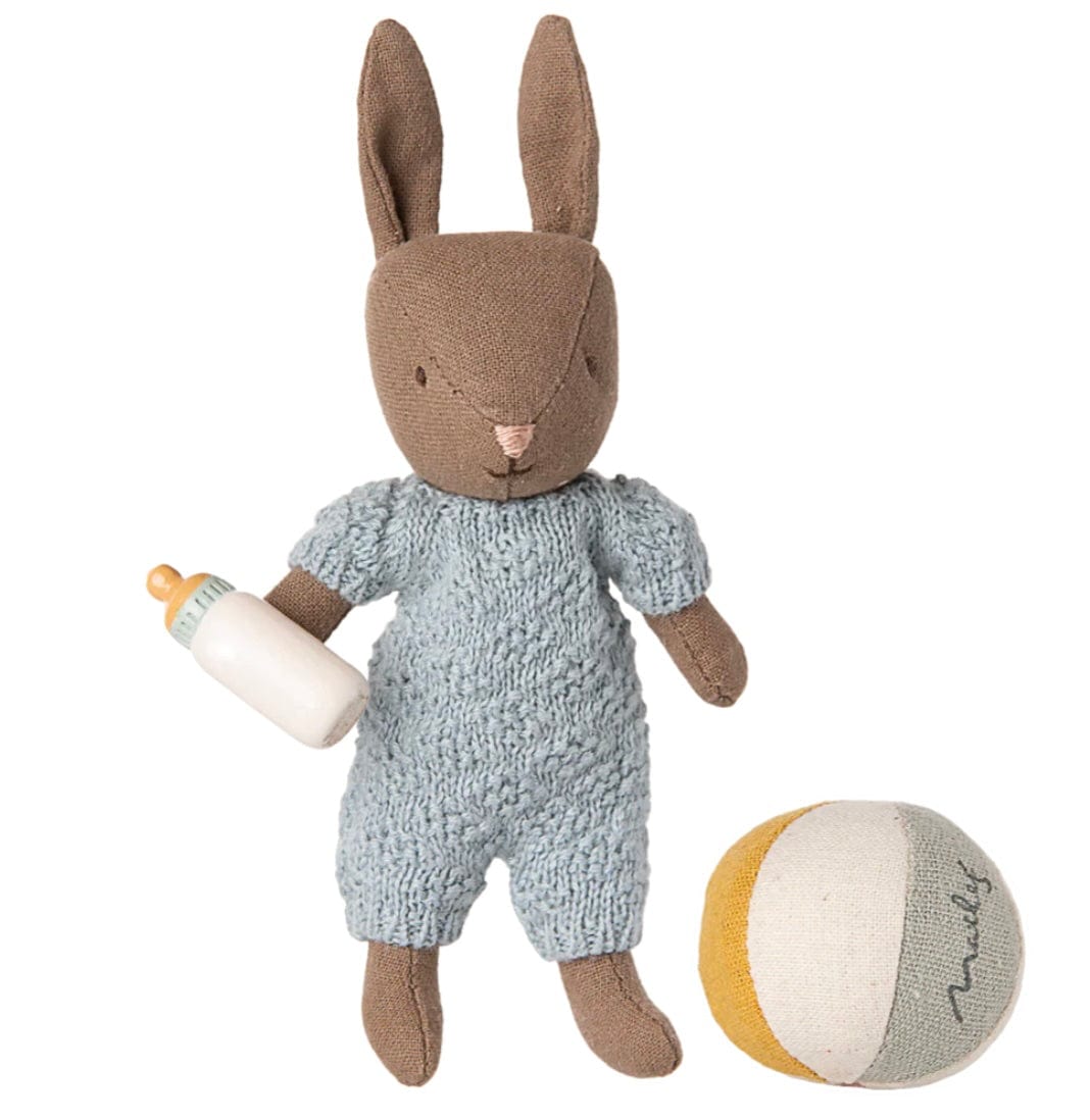 Maileg Rabbit set, Micro - Brown - Blue
