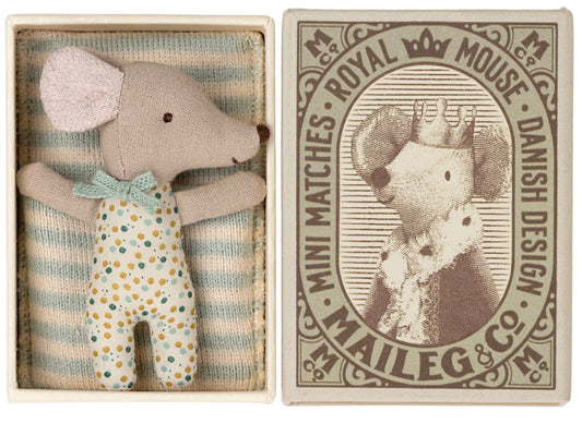Maileg Sleepy wakey baby mouse in matchbox