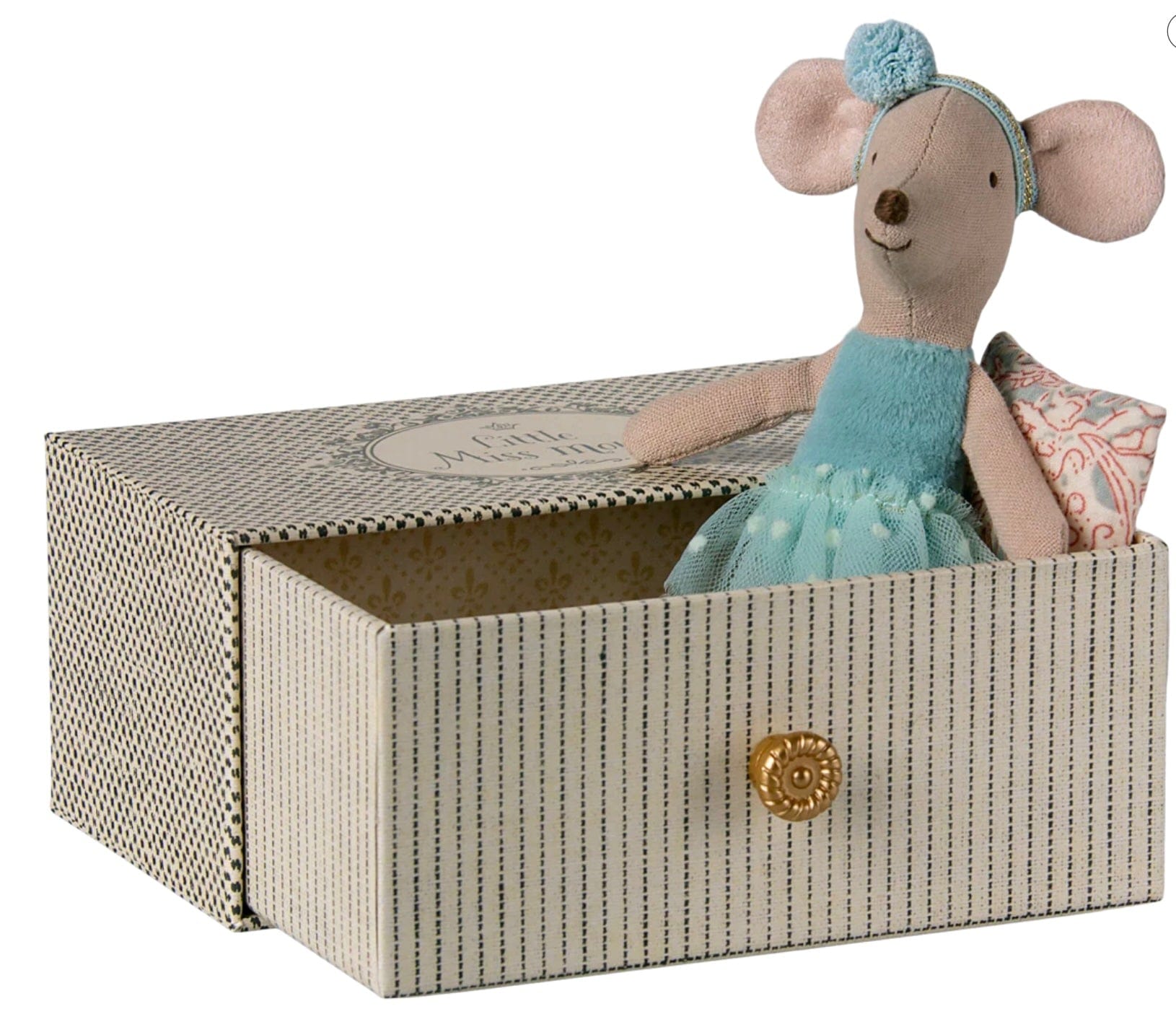 Maileg Dance mouse in daybed, Little sister Blue