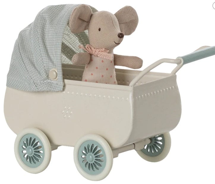 Maileg Pram with baby mouse - Mint