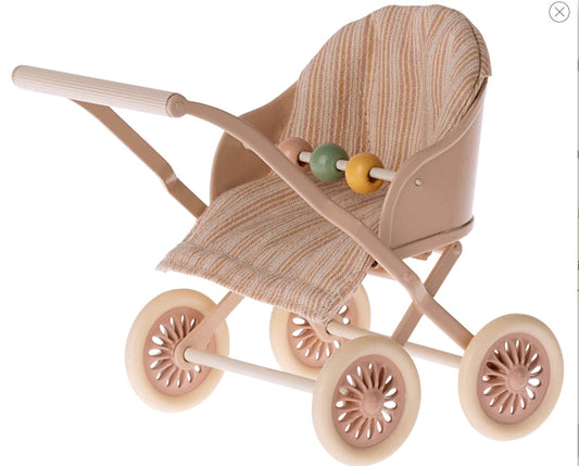 Maileg Stroller Baby Mouse Rose