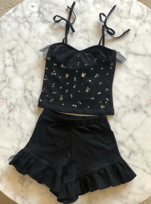 Maraissky Black Tropez Ruffle Short and Shirt Set