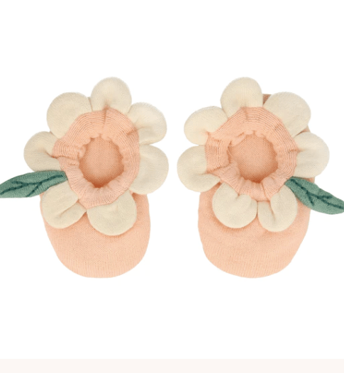Meri Meri PEACH DAISY BABY BOOTIES