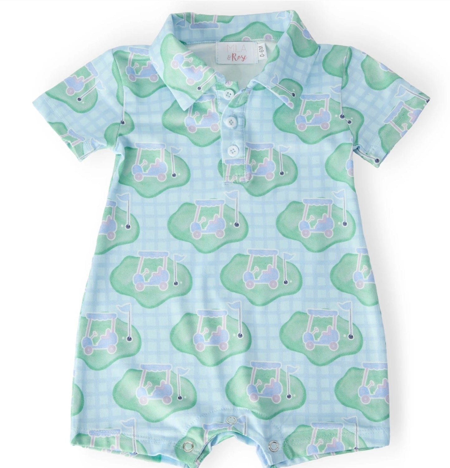 MILA & ROSE Mila & Rose Boys Boys-bubbles He's On The Green Polo Shorty