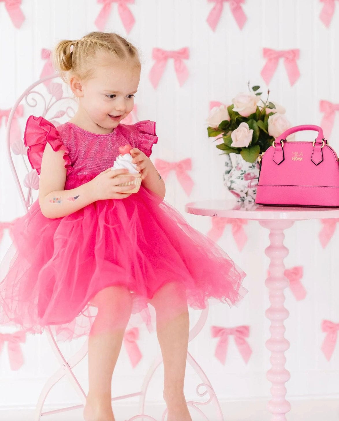 MILA & ROSE Mila & Rose Girls Girls-dresses Hot Pink Shimmer Tutu Dress