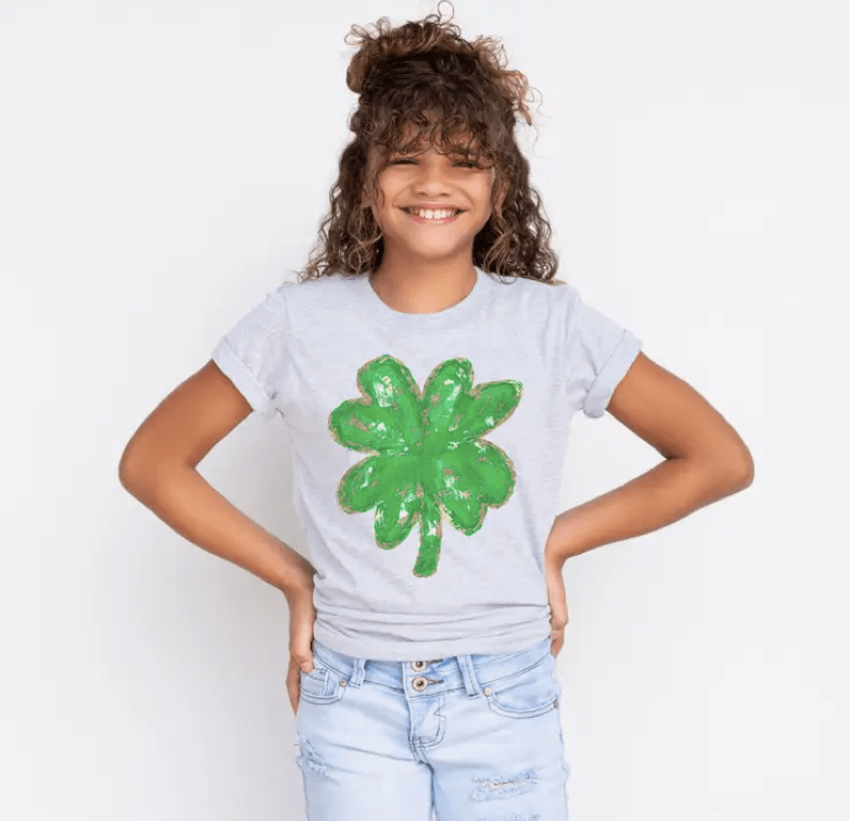 Painted Sky Gold Foil Clover Shamrock St. Patrick's Day Tee