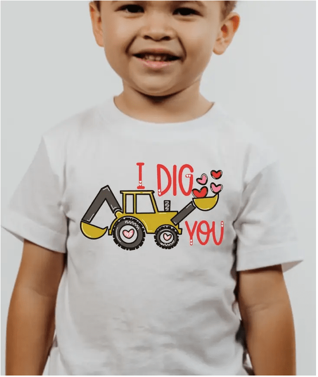 Painted Sky I Dig You Valentine Tractor Hearts Toddler Tee