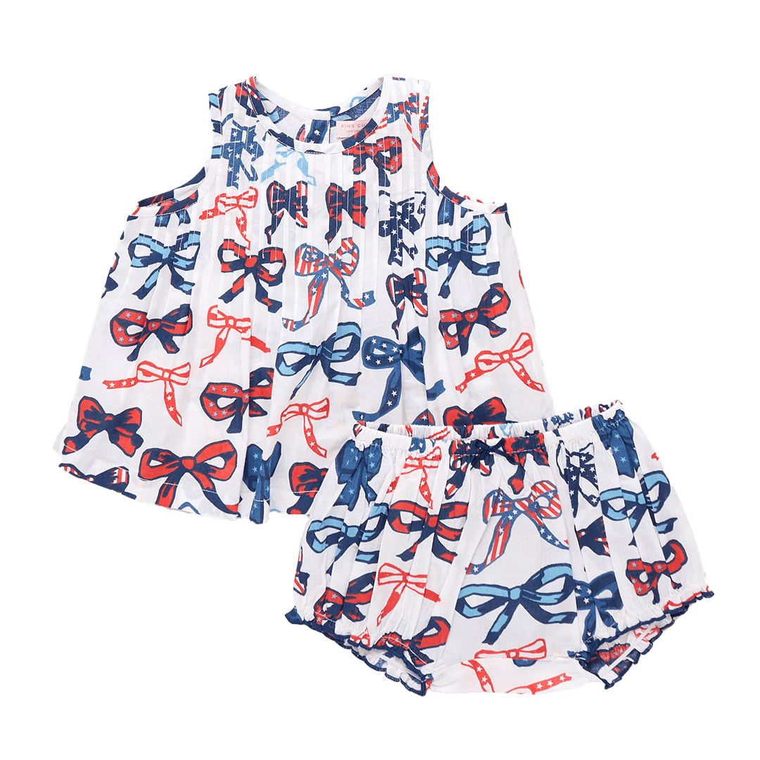 Pink Chicken Baby Girls Jaipur Red White and Bows
