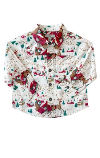 PINK CHICKEN Pink Chicken Boys Boys-tops Boys Jack Shirt - Santa Sleigh