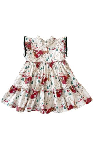 PINK CHICKEN Pink Chicken Girls Girls-dresses/rompers/sets Girls Jennifer Dress - Santa Sleigh