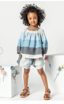 Pink Chicken GIRLS LEXI TOP - OCEAN STRIPE