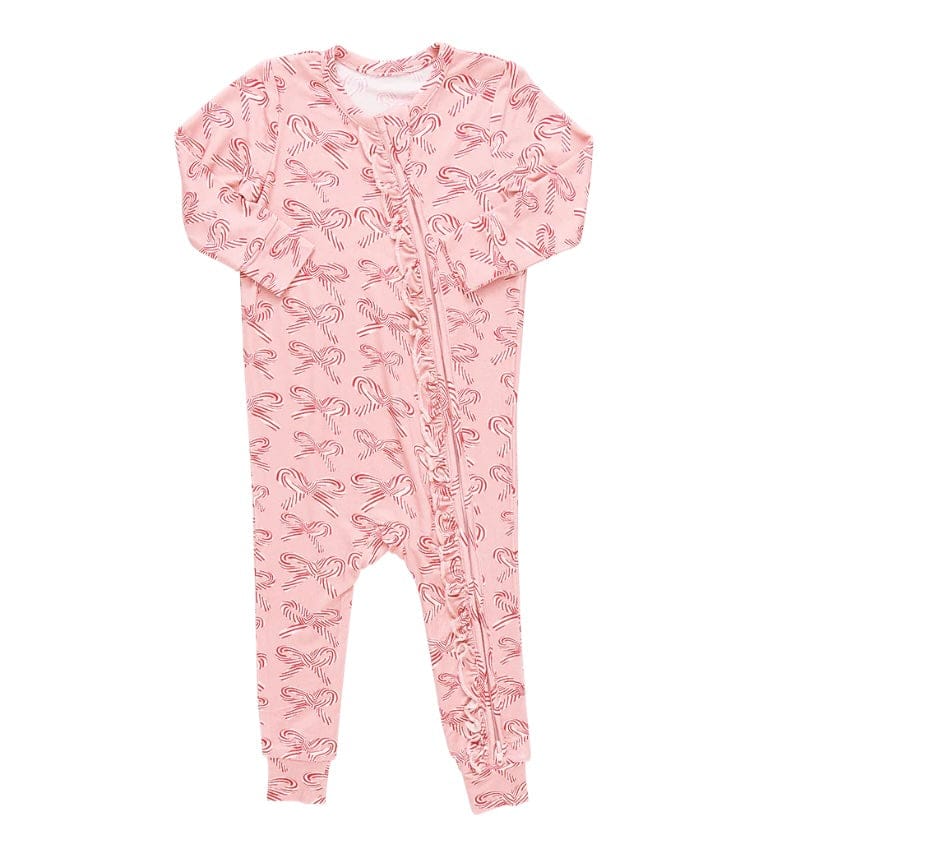 Pink Chicken RUFFLE CANDY CANE BOWS