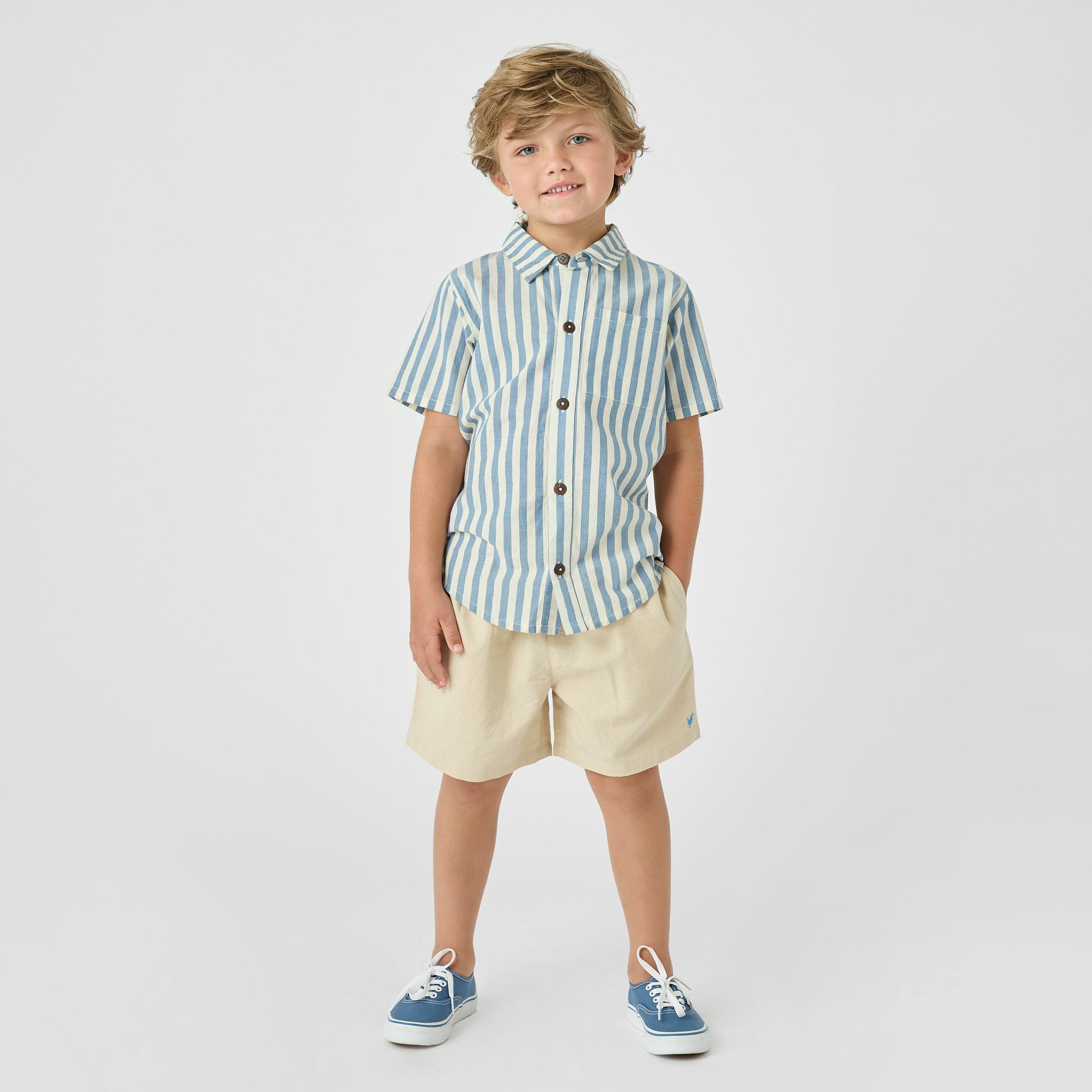 Pink Chicken Boys Jack Shirt - Blue Stripe