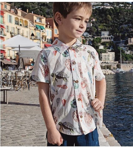 Pink Chicken Boys Jack Shirt Watercolor Shells