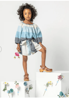 Pink Chicken GIRLS THEODORE SHORT - OCEAN STRIPE