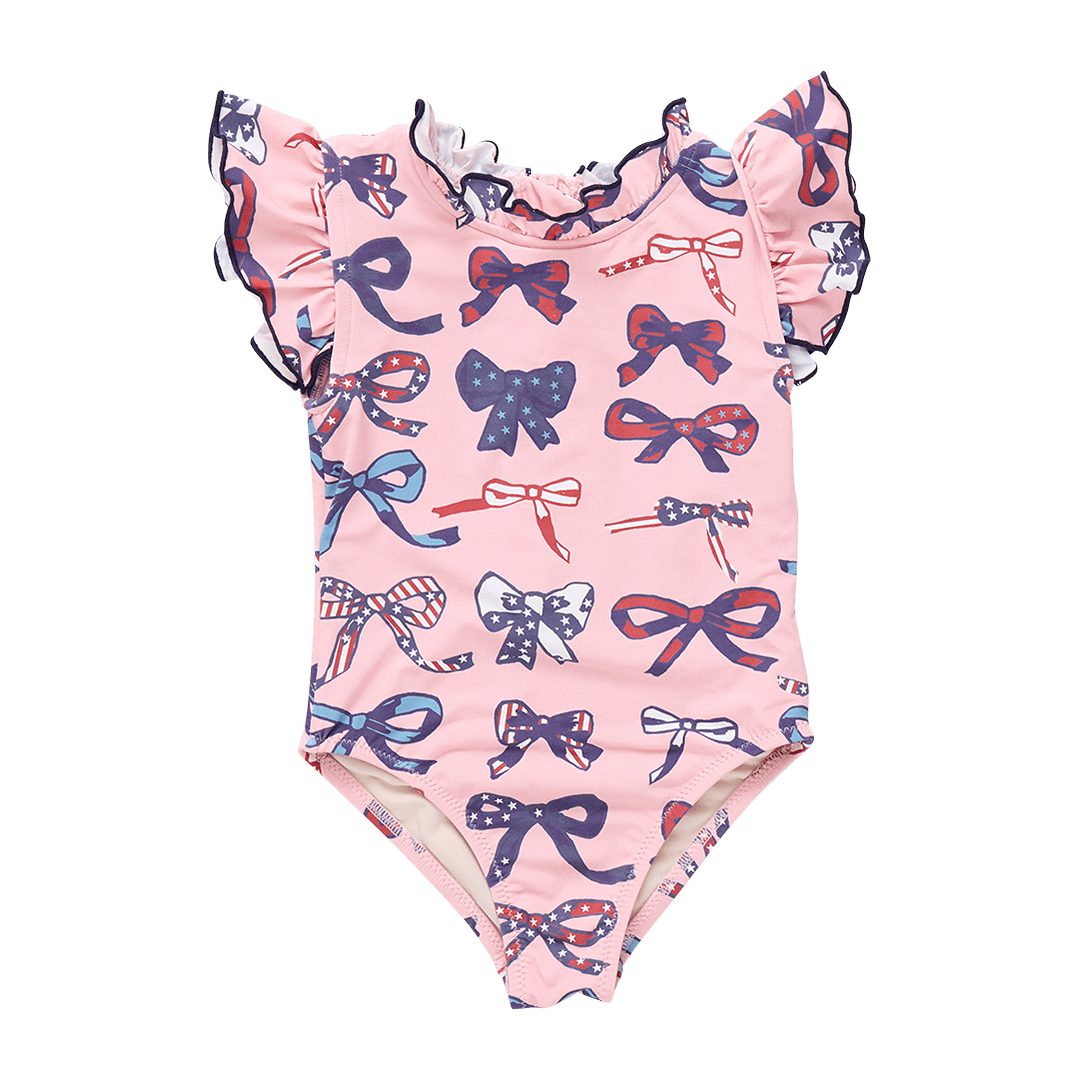 Pink Chicken Girls Jennifer Suit Pink Patriotic Bows