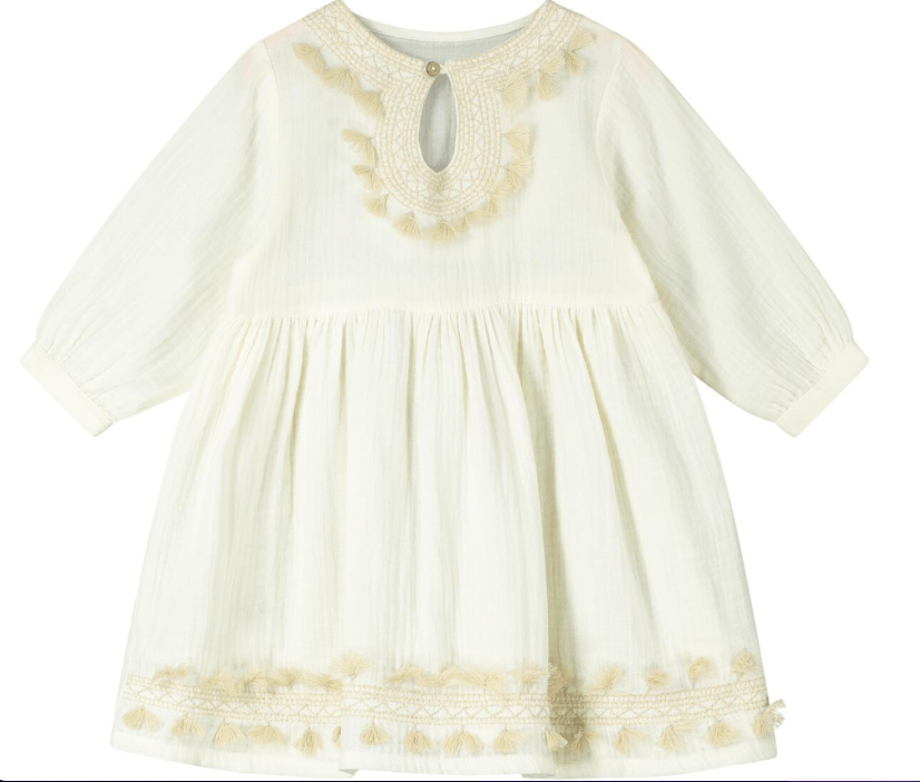 Poppet and Fox Embroidered keyhole neck dress