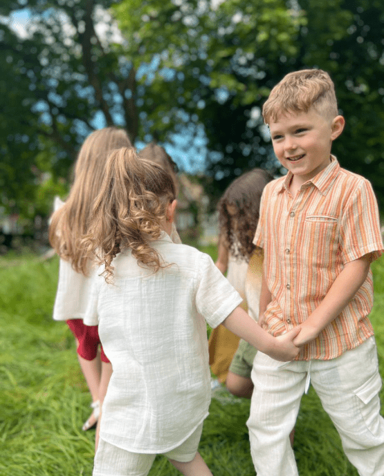 Poppet & Fox Poppet & Fox SS23 Boys Striped Orange SS shirt