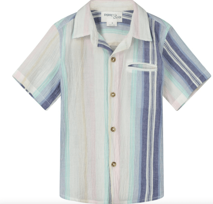 Poppet & Fox Poppet & Fox SS23 Multi stripe Gauze shirt-Daddy & Me